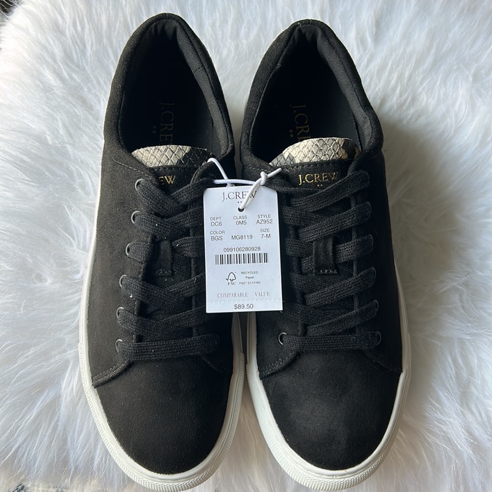 J. Crew Road Trip Faux-Suede Sneakers with Snake Trim | Size 7 - NWT